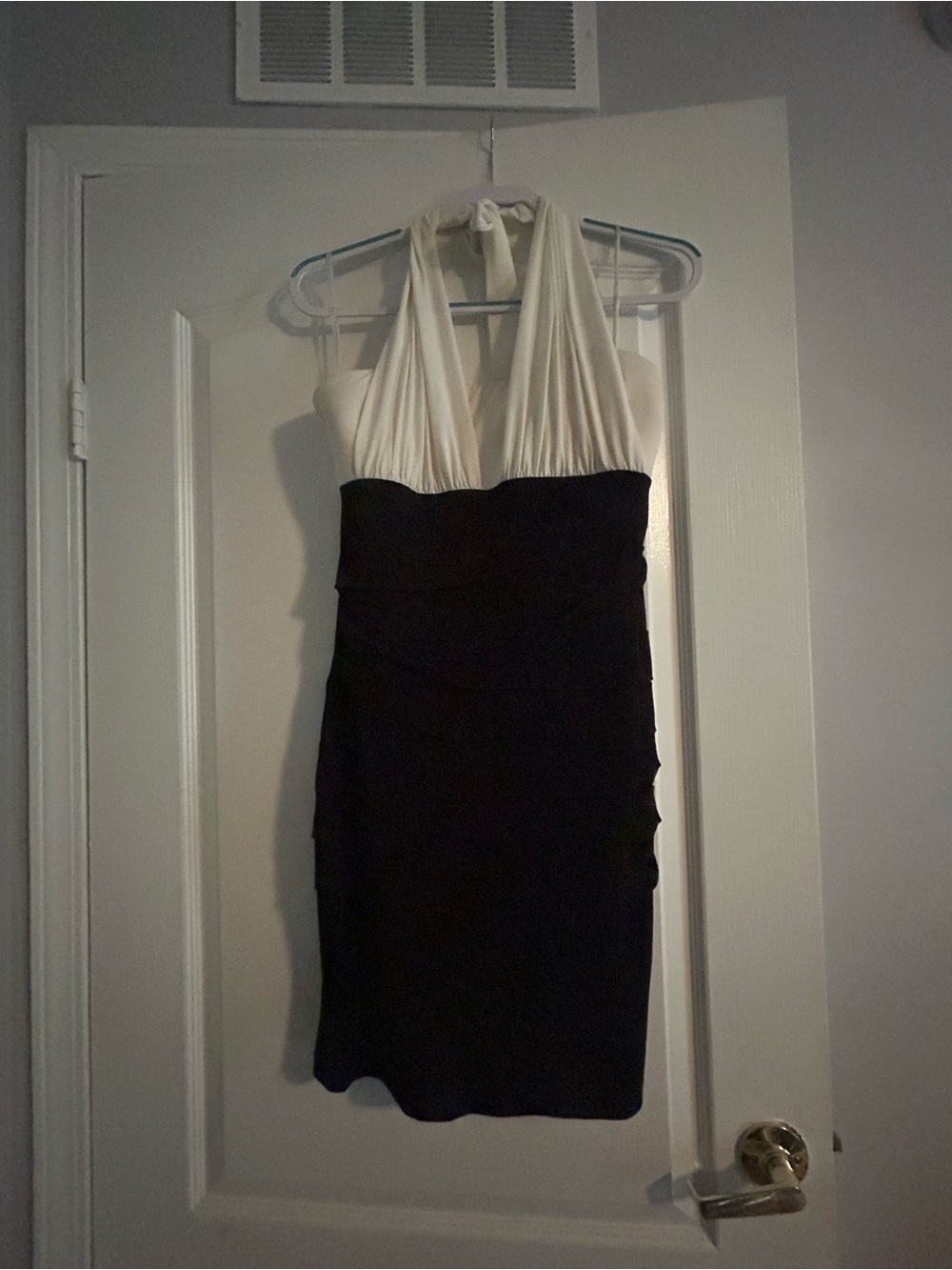 Enfocus Studio Black and White One-Shoulder Cocktail Dress